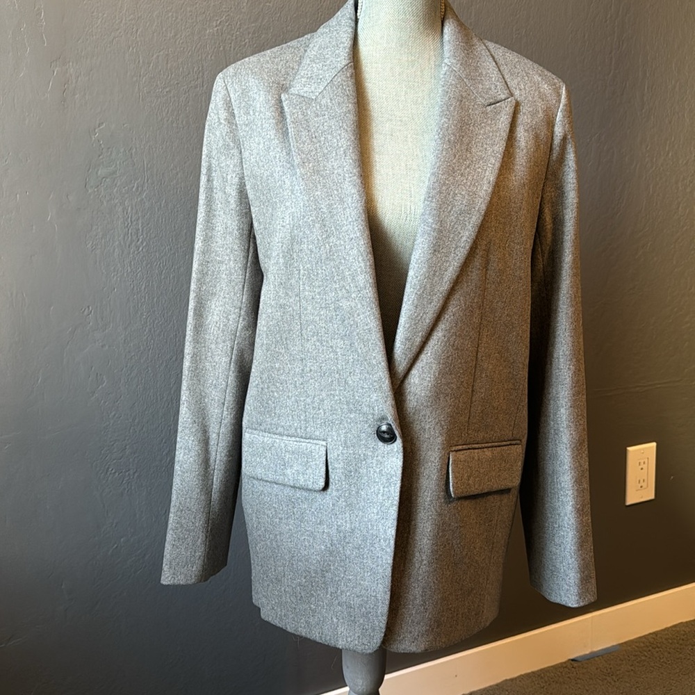 Rag&Bone Monty Blazer in Medium Heather Grey Wool Oversized Jacket Size 4, NWT